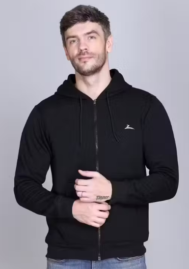 Latest Fashionable Men's Black Sweatshirt Zipper Winter