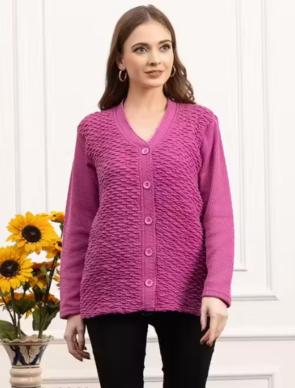 JDD Women's Woollen V-Neck Sweater