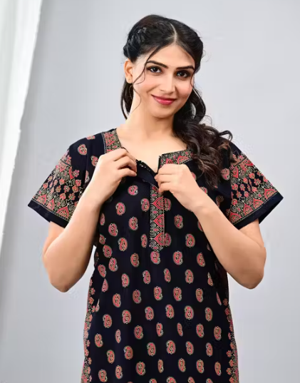 Women Premium quality cotton nighty , Cotton Nighty short sleeve, Printed maxi, Nightdress, Nighty, Maxi, Gown, Sleepwear, Ladies nighty