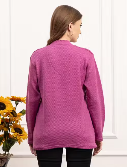 JDD Women's Woollen V-Neck Sweater