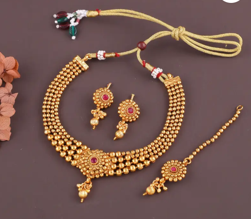 Brass, Alloy Gold-plated Gold Jewel Set  (Pack of 1)