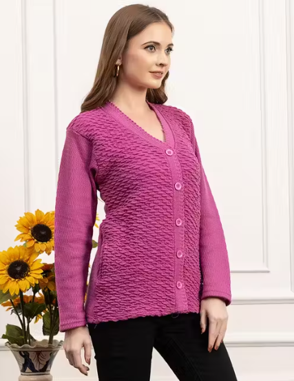 JDD Women's Woollen V-Neck Sweater