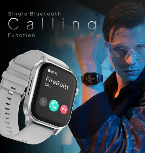 Fire-Boltt Rise Bluetooth Calling 47mm (1.85), Metal Bod & Rotating Crown, 123 Sports Smartwatch  (Grey Strap, Free Size)
