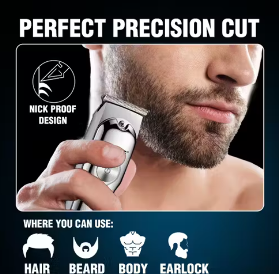 VGR V-071 Professional Trimmer 120 min Runtime 4 Length Settings  (Silver)