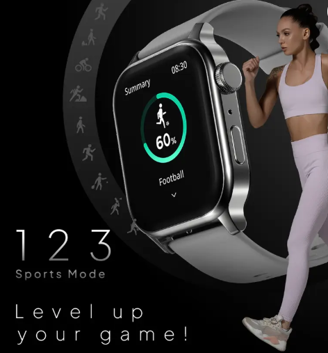 Fire-Boltt Rise Bluetooth Calling 47mm (1.85), Metal Bod & Rotating Crown, 123 Sports Smartwatch  (Grey Strap, Free Size)