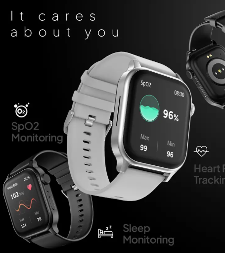 Fire-Boltt Rise Bluetooth Calling 47mm (1.85), Metal Bod & Rotating Crown, 123 Sports Smartwatch  (Grey Strap, Free Size)