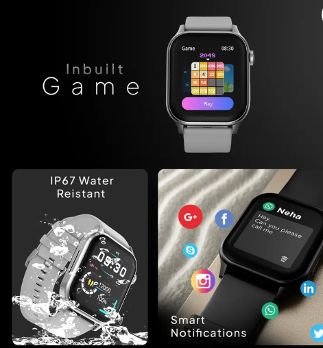 Fire-Boltt Rise Bluetooth Calling 47mm (1.85), Metal Bod & Rotating Crown, 123 Sports Smartwatch  (Grey Strap, Free Size)