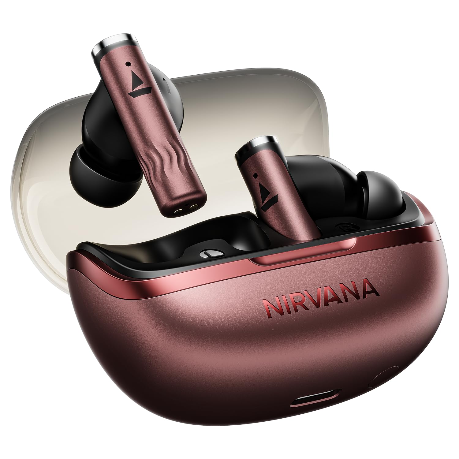 boAt Nirvana Zenith Pro (2025), 50dB Hybrid Adaptive ANC, Spatial Audio, Hi-Res Audio LDAC, 6Mics AI-ENx, 80 Hrs Battery, Bluetooth Earbuds, TWS Ear Buds Wireless Earphones with mic (Crimson Red)