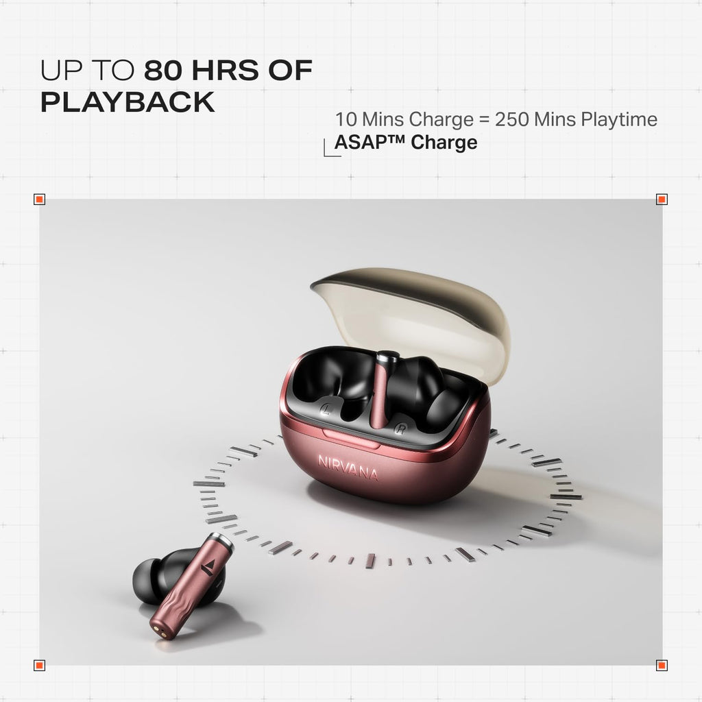 boAt Nirvana Zenith Pro (2025), 50dB Hybrid Adaptive ANC, Spatial Audio, Hi-Res Audio LDAC, 6Mics AI-ENx, 80 Hrs Battery, Bluetooth Earbuds, TWS Ear Buds Wireless Earphones with mic (Crimson Red)