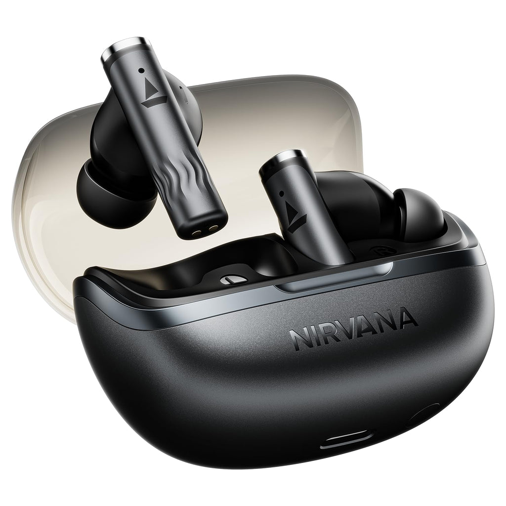 boAt Nirvana Zenith Pro (2025), 50dB Hybrid Adaptive ANC, Spatial Audio, Hi-Res Audio LDAC, 6Mics AI-ENx, 80 Hrs Battery, Bluetooth Earbuds, TWS Ear Buds Wireless Earphones with mic (Velvet Grey)