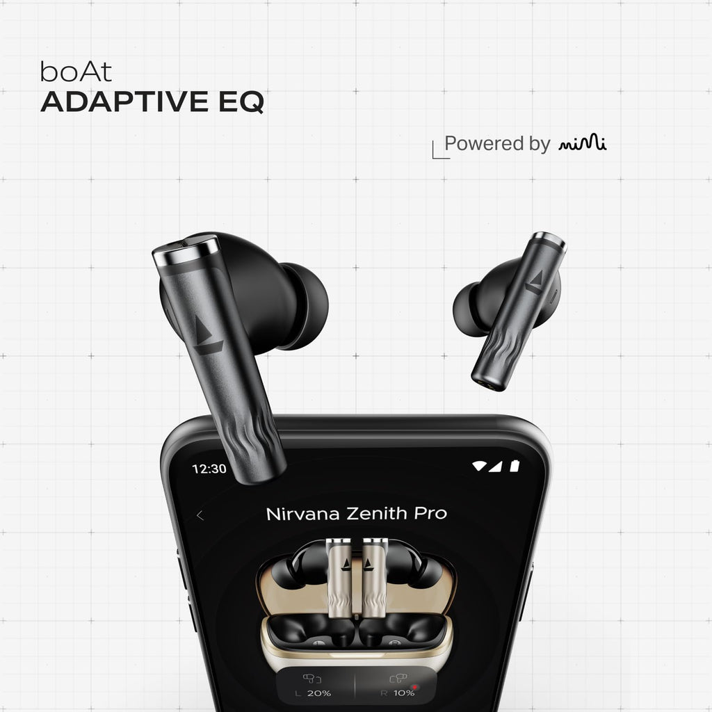 boAt Nirvana Zenith Pro (2025), 50dB Hybrid Adaptive ANC, Spatial Audio, Hi-Res Audio LDAC, 6Mics AI-ENx, 80 Hrs Battery, Bluetooth Earbuds, TWS Ear Buds Wireless Earphones with mic (Velvet Grey)