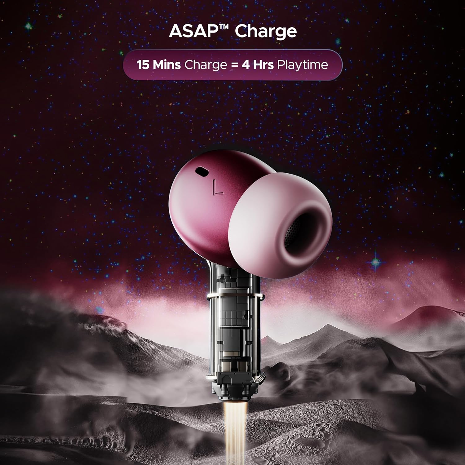 boAt Nirvana Space, 360 Spatial Audio, Active Noise Cancellation (~32dB), 100Hrs Battery,4Mics ENx, Fast Charge, v5.3 Bluetooth TWS in Ear Earbuds Wireless Earphones with mic (Pink Punch)