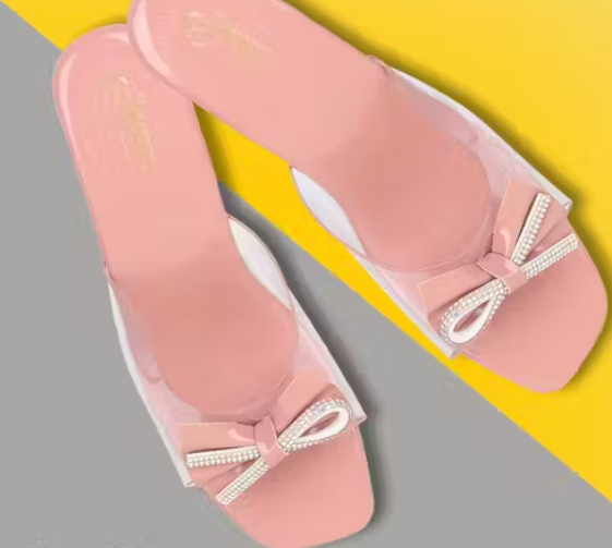 Transparent Block Heel Sandal For Women
