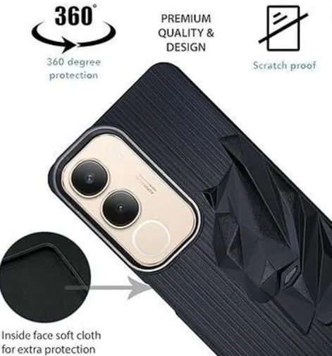 Back Cover for vivo Y29 5G, Vivo Y19s  (Black, Camera Bump Protector, Pack of: 1)