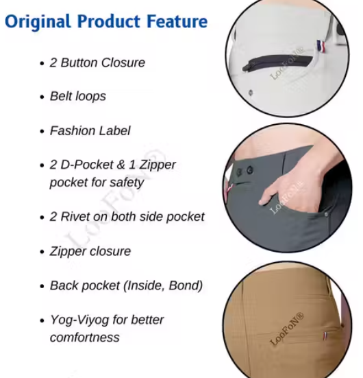 Grey and Khaki Color Stretchable Back Pocket Tapered Fit Stylish Men's Casual Pants - Latest, Light Weight, and Night Wear. Pack of 2