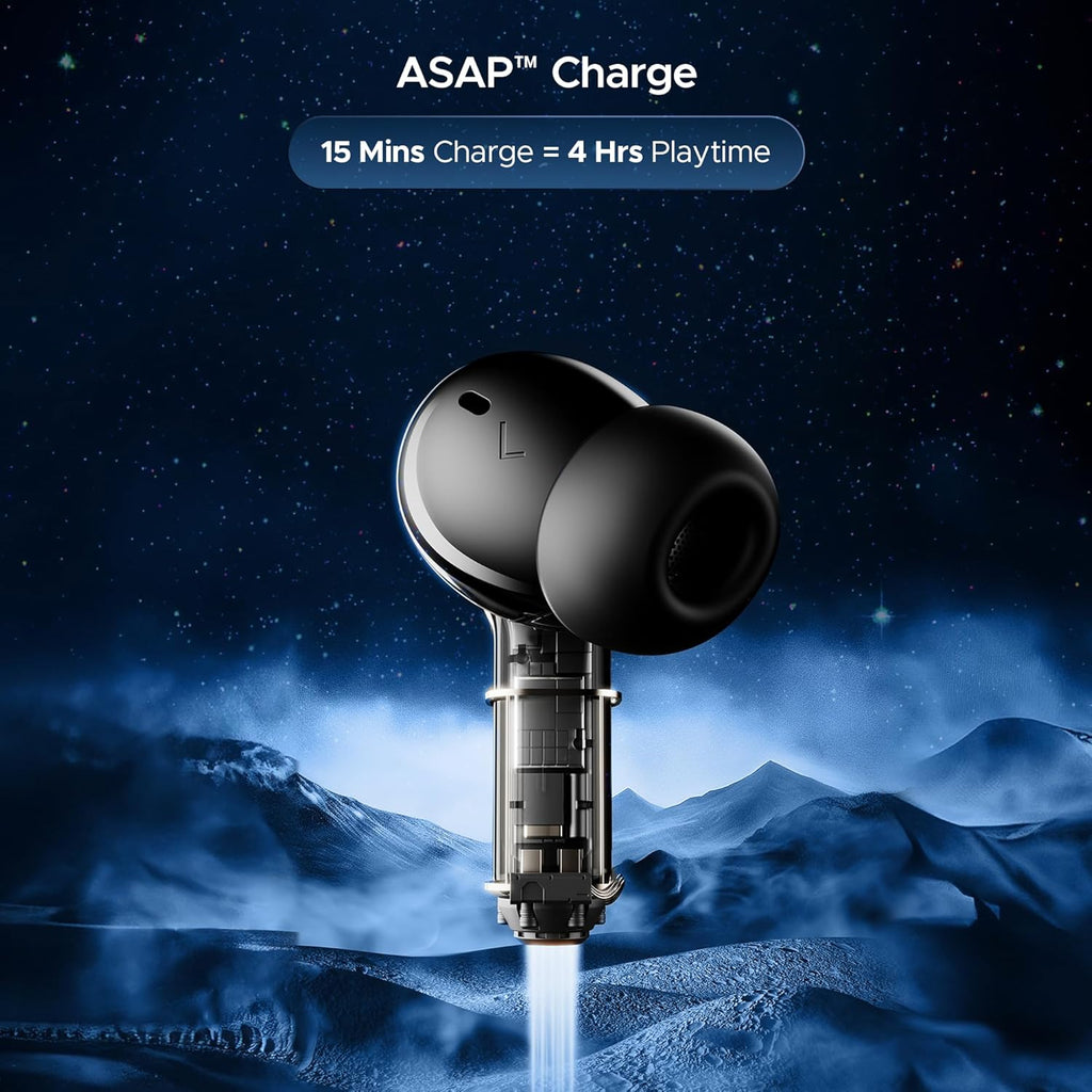 boAt Nirvana Space, 360º Spatial Audio, Active Noise Cancellation (~32dB), 100Hrs Battery,4Mics ENx, Fast Charge, v5.3 Bluetooth Earbuds, TWS Ear Buds Wireless Earphones with mic (Cosmic Black)
