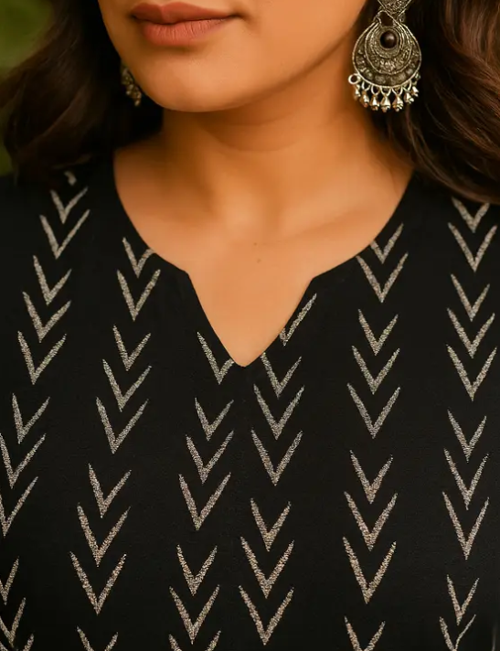 Casual Regular Sleeves Printed Women Black Top