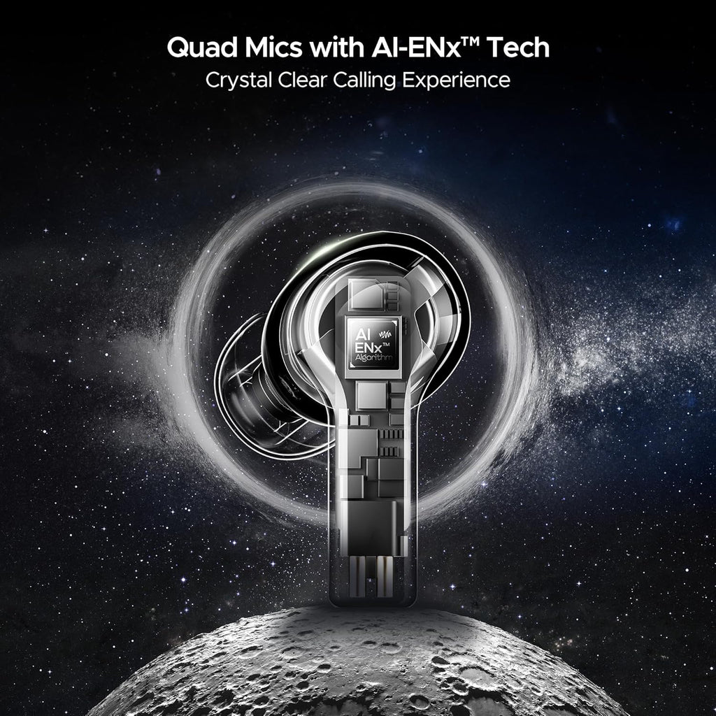 boAt Nirvana Space, 360 Spatial Audio, Active Noise Cancellation (~32dB), 100Hrs Battery,4Mics ENx, Fast Charge, v5.3 Bluetooth TWS in Ear Earbuds Wireless Earphones with mic (Celestial White)