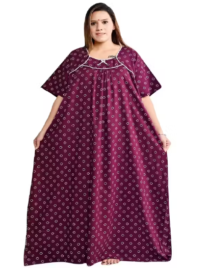 Purple Women Nighty Maxi Cotton Plus Size Jumbo 5XL to 10XL