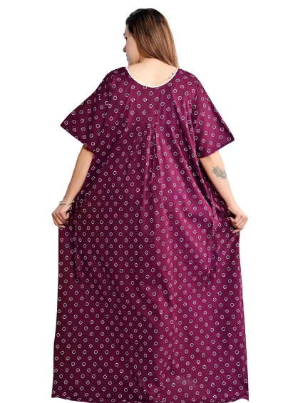 Purple Women Nighty Maxi Cotton Plus Size Jumbo 5XL to 10XL