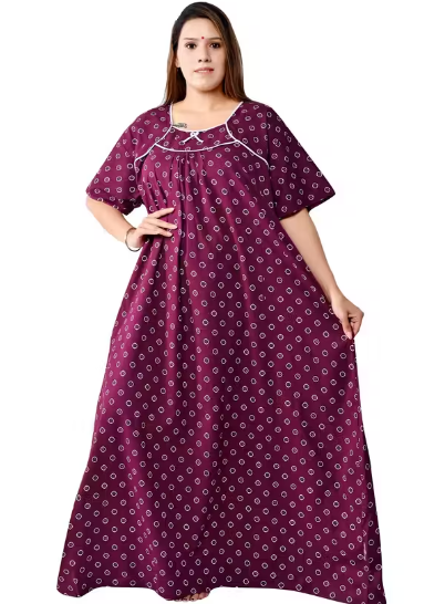 Purple Women Nighty Maxi Cotton Plus Size Jumbo 5XL to 10XL