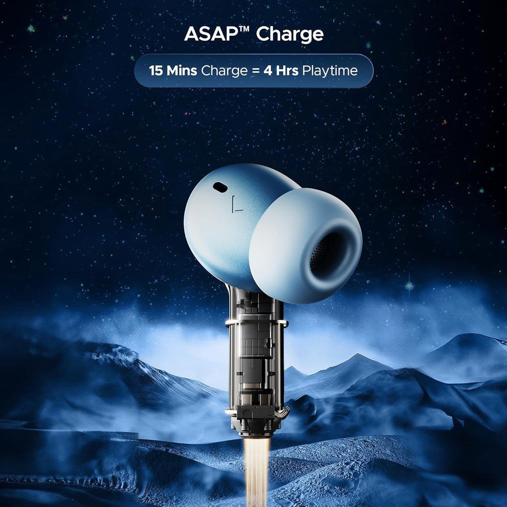 boAt Nirvana Space, 360º Spatial Audio, Active Noise Cancellation (~32dB), 100Hrs Battery,4Mics ENx, Fast Charge, v5.3 Bluetooth Earbuds, TWS Ear Buds Wireless Earphones with mic (Infinity Blue)