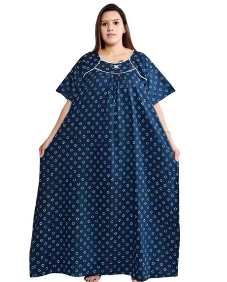 Blue Women Nighty Maxi Cotton Plus Size Jumbo 5XL to 10XL