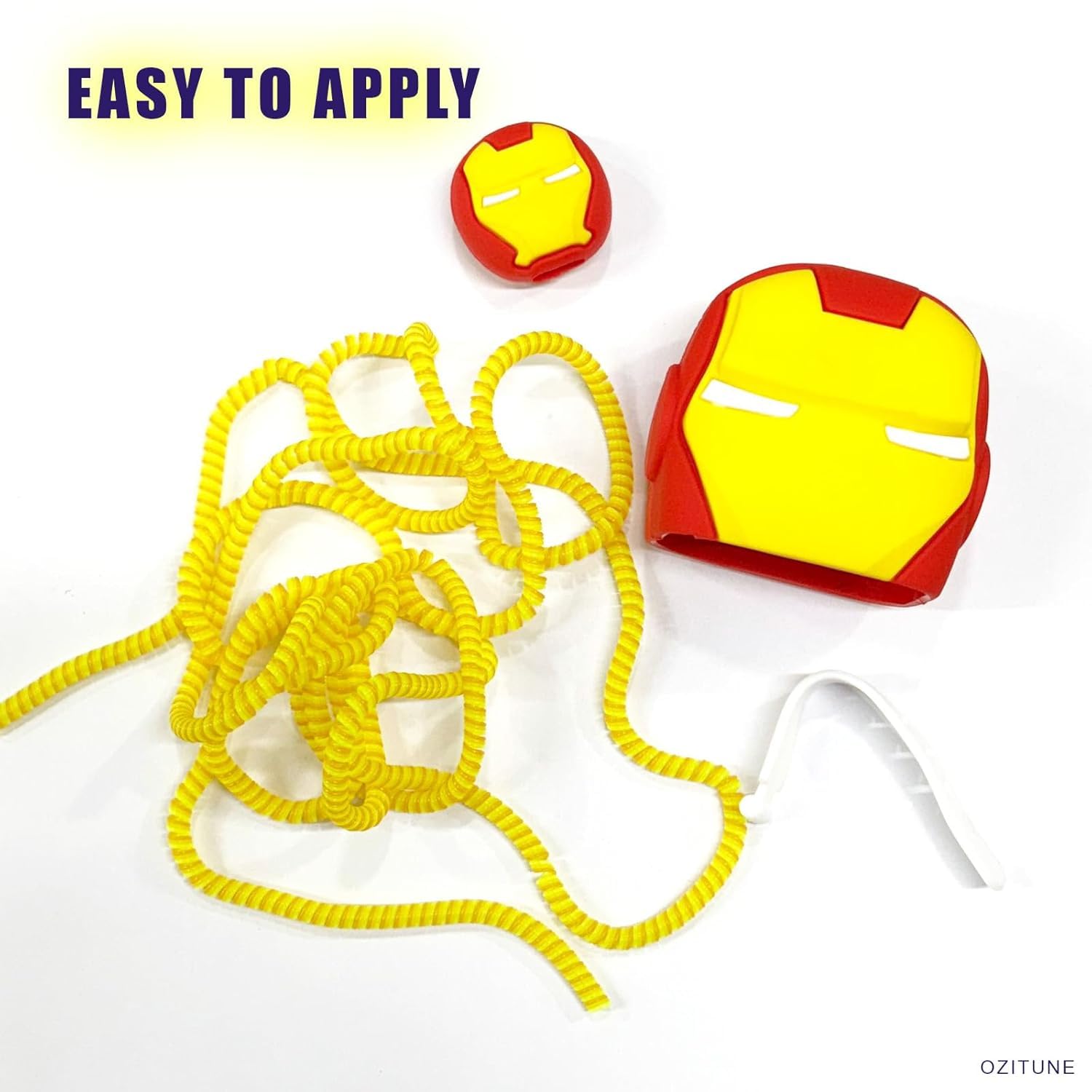 (Type-C)3D Cartoon Character Silicon Charger Case Cover Compatible with iPhone 18W/20W Power Adapter Charger with 360 Degree Protection with Cable Protector (Iron-Man)