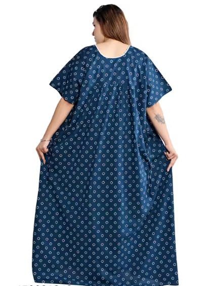 Blue Women Nighty Maxi Cotton Plus Size Jumbo 5XL to 10XL