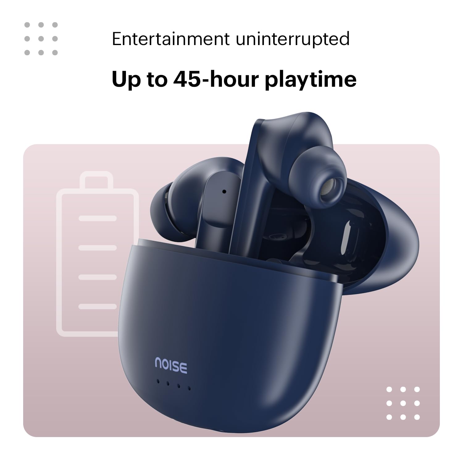 Noise Buds VS104 Truly Wireless Earbuds with 45H of Playtime, Quad Mic with ENC, Instacharge(10 Min=200 Min), 13Mm Driver, Low Latency, BT V5.2 (Midnight Blue)
