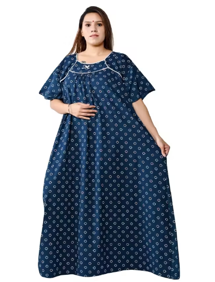 Blue Women Nighty Maxi Cotton Plus Size Jumbo 5XL to 10XL