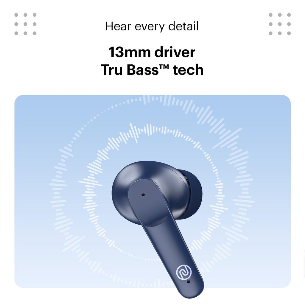 Noise Buds VS104 Truly Wireless Earbuds with 45H of Playtime, Quad Mic with ENC, Instacharge(10 Min=200 Min), 13Mm Driver, Low Latency, BT V5.2 (Midnight Blue)