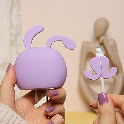 Cartoon 3D Design Protective Case Compatible with (Only Samsung Galaxy 25W) USB-C Power Adapter Charger, Cute Cartoon Type C Data Cable Case for.