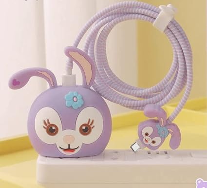 Cartoon 3D Design Protective Case Compatible with (Only Samsung Galaxy 25W) USB-C Power Adapter Charger, Cute Cartoon Type C Data Cable Case for.