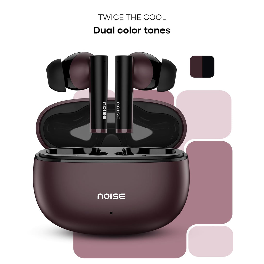 Noise Newly Launched Buds VS501 in Ear Truly Wireless Earbuds with 50H of Playtime, Quad Mic ENC, 10Mm Driver, Dual Device Pairing, Dual Color Tones, BT V5.3 (Plum Wine)