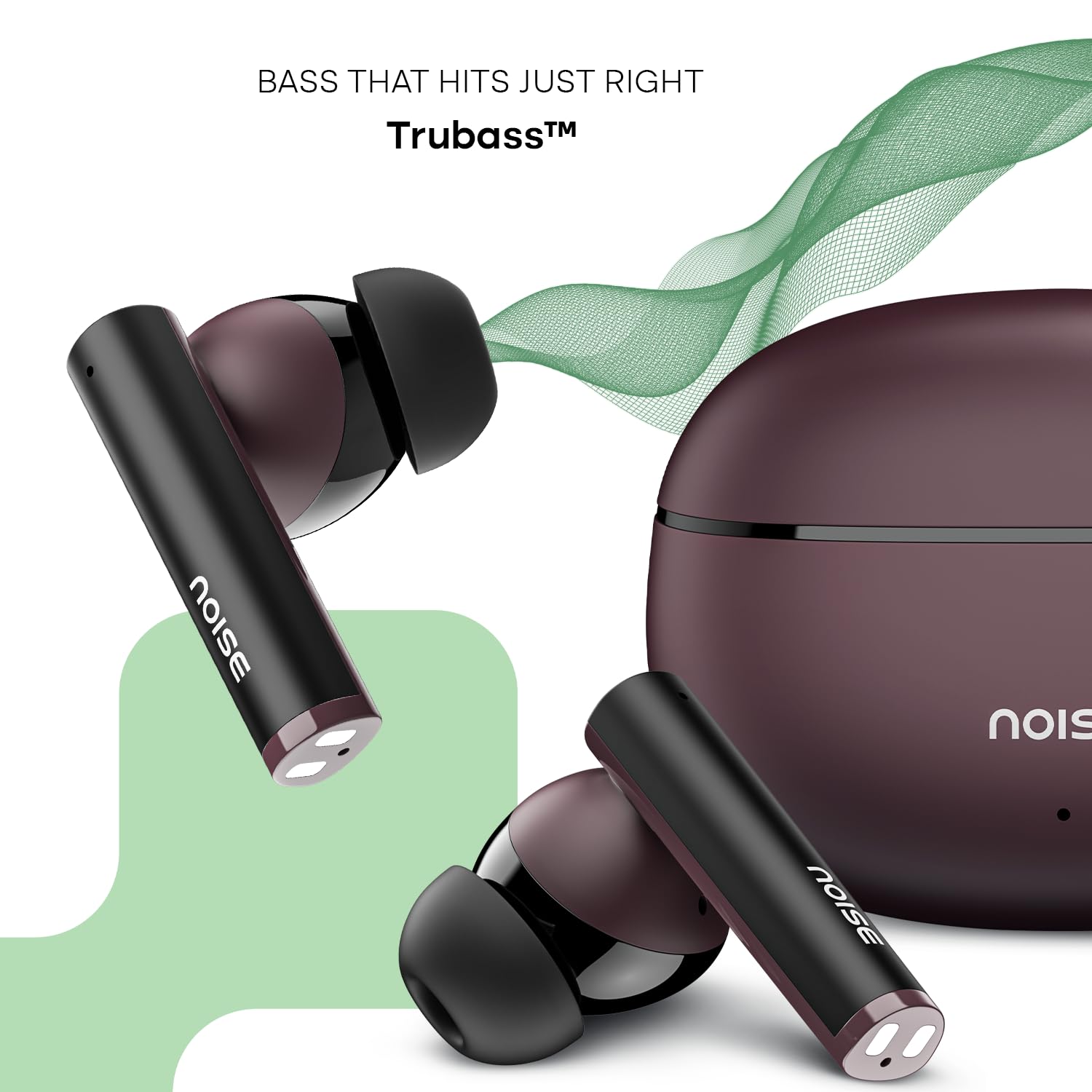 Noise Newly Launched Buds VS501 in Ear Truly Wireless Earbuds with 50H of Playtime, Quad Mic ENC, 10Mm Driver, Dual Device Pairing, Dual Color Tones, BT V5.3 (Plum Wine)