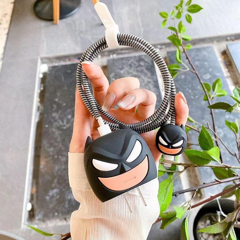 Silicone Case for Samsung 25W USB Type-C Fast Charger Protective Cover with Wire Saver (Black (Bat-Man))