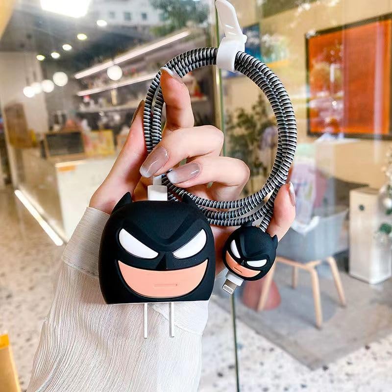 Silicone Case for Samsung 25W USB Type-C Fast Charger Protective Cover with Wire Saver (Black (Bat-Man))