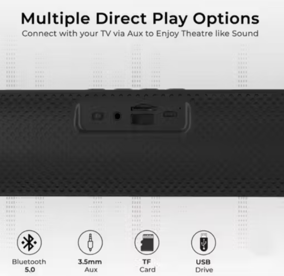 PORTABLE HOME TV Speaker Dynamic Thunder Sound 2400mAh Battery 10W Bluetooth Sound (Black, Stereo Channel)