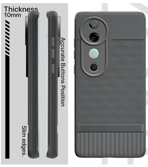 Vivo V40 Pro 5G Decent Back Cover(Grey, Grip Case, Pack of: 1)