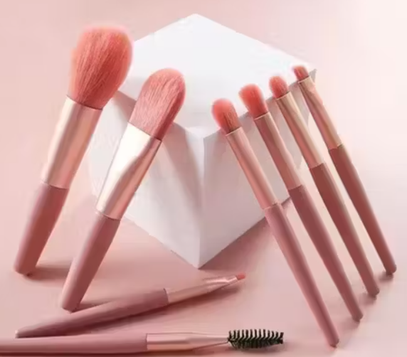 Premium 8 pcs professional makeup brush waterproof washable multicolour soft brisstles eye and face makeup brushes set