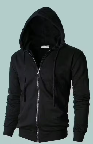 Soft Black Zipper Hoodie For Men