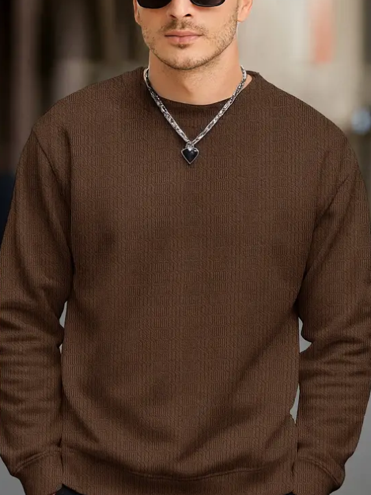 Men Full Sleeve Self Design Sweatshirt