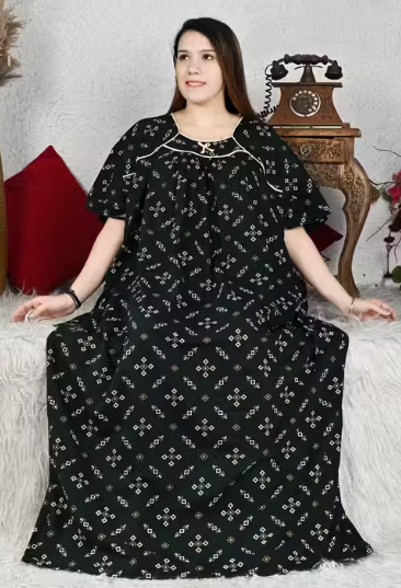Green Women Nighty Maxi Cotton Plus Size Jumbo 5XL to 10XL