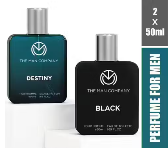 The Man Company BLACK and DESTINY Perfume - 50ml X 2 | Long-Lasting Deo Perfume Body Spray
