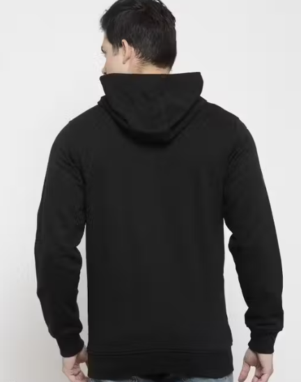 Soft Black Zipper Hoodie For Men