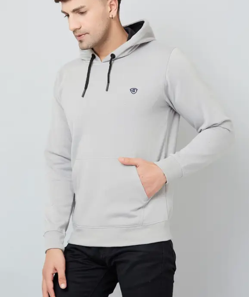 Men Full Sleeve Solid Hooded Sweatshirt