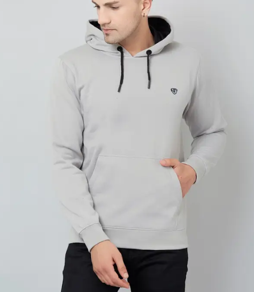 Men Full Sleeve Solid Hooded Sweatshirt