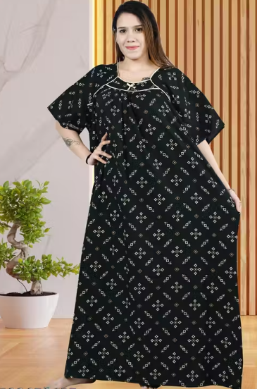 Green Women Nighty Maxi Cotton Plus Size Jumbo 5XL to 10XL