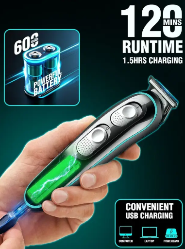 VGR V-055 Professional Hair Trimmer 120 min Runtime 4 Length Settings  (Black, Green)